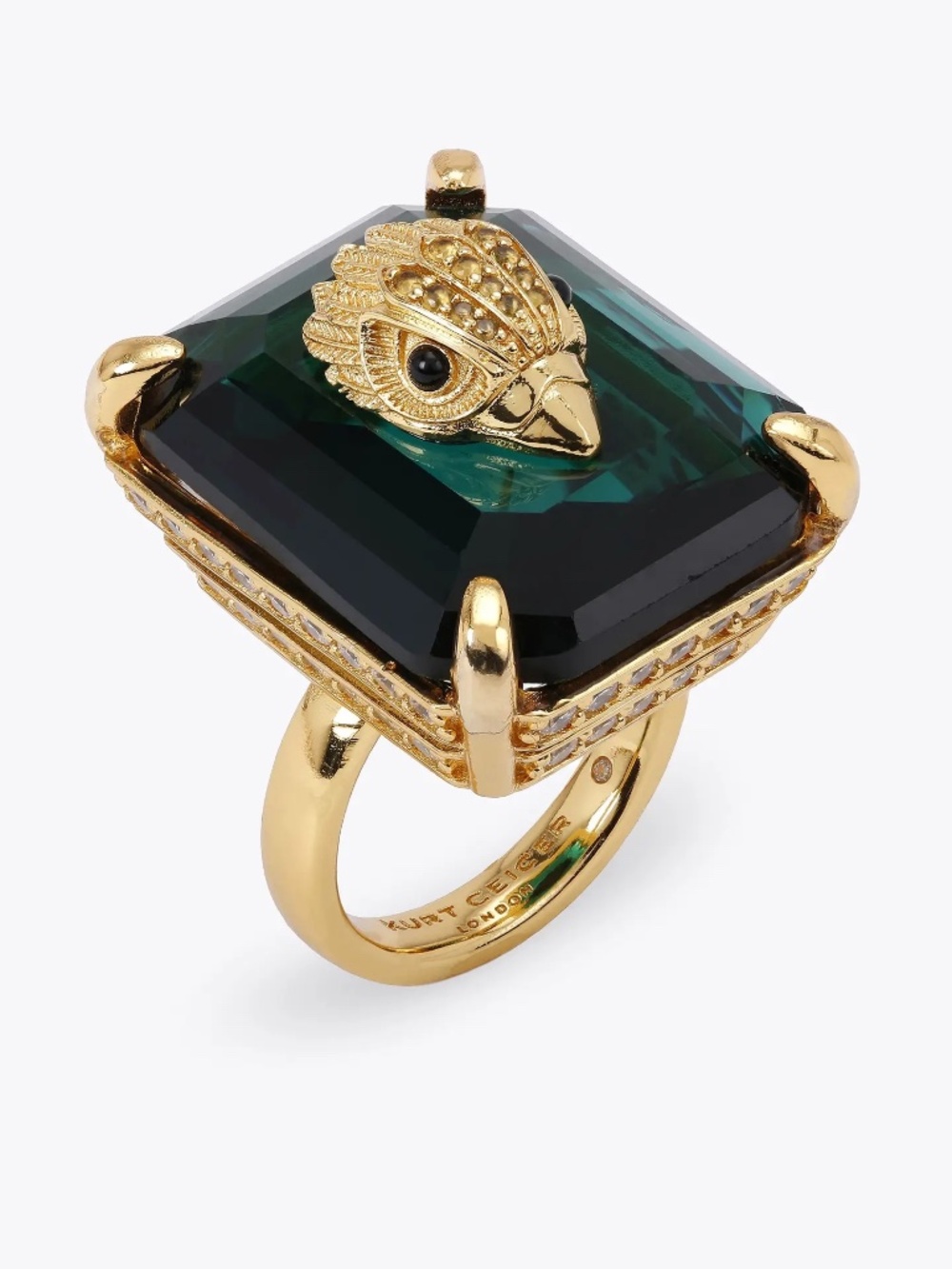Kurt Geiger London XL Cocktail Ring in Emerald